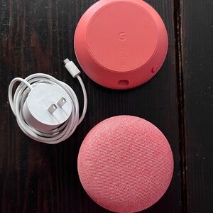 Google Nest Mini Speaker in Red with Adapter